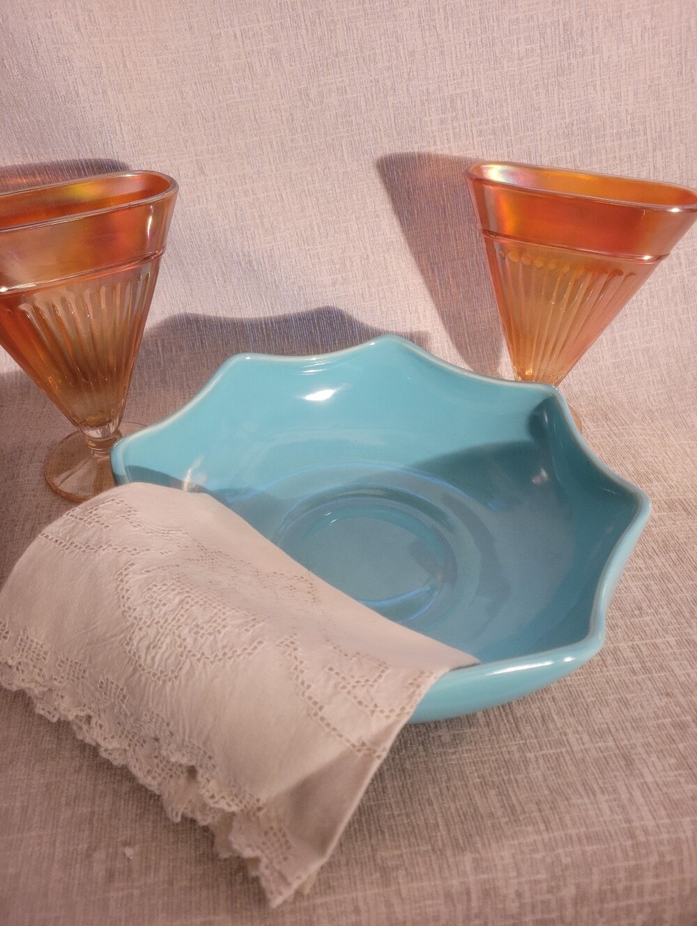 Vintage Mid-Century Aqua Turquoise Ceramic Console Bowl Planter – Mold #268